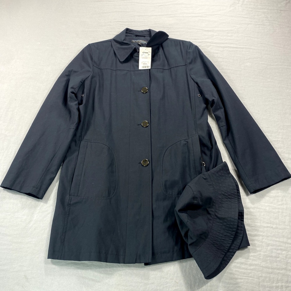 Forecaster Boston Jacket Womens Small Blue Rain Coat Cap Lined Midi Dress Career - Picture 1 of 11